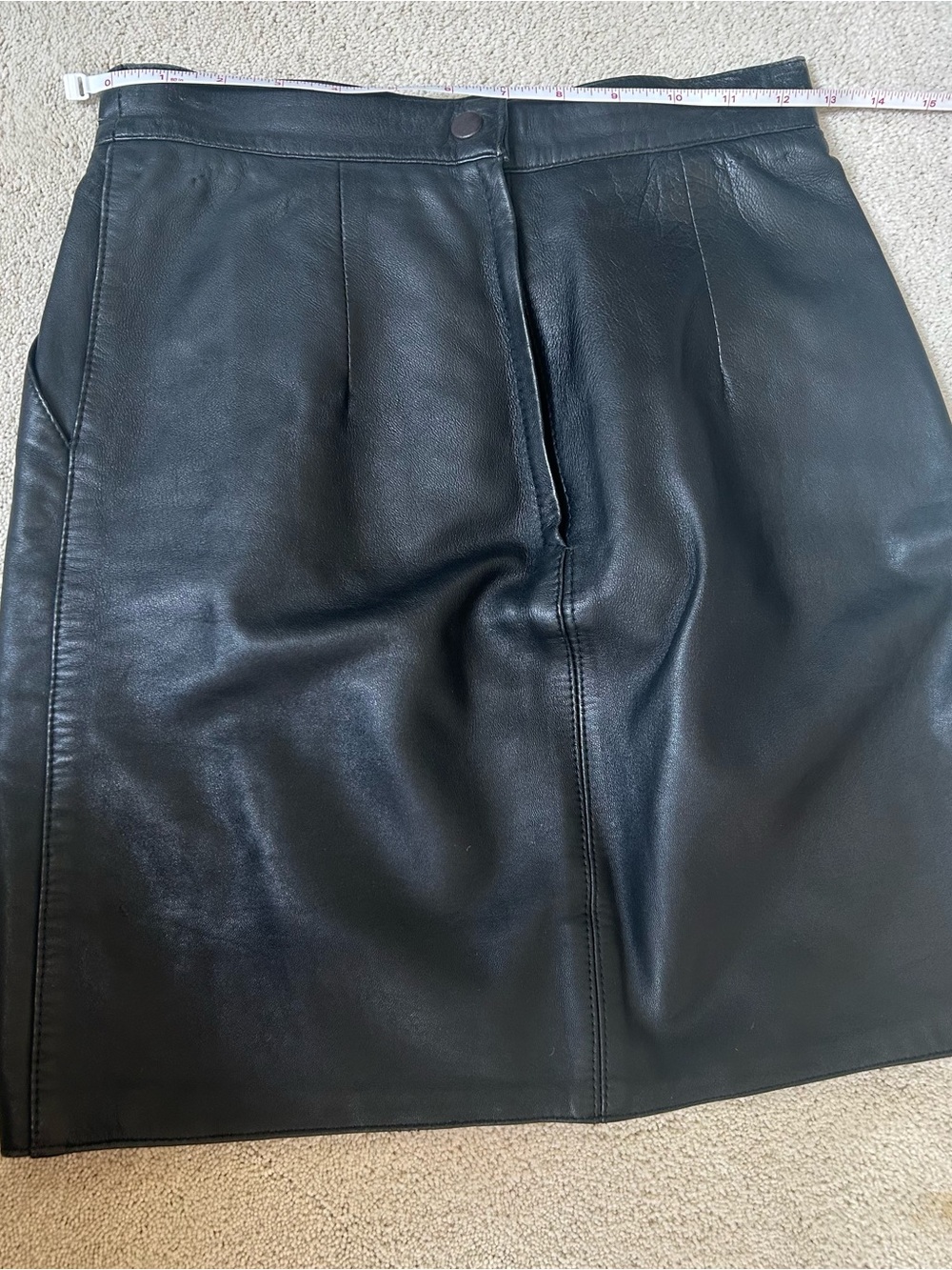Black Leather  Skirt - Unbranded small
